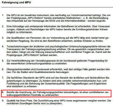 52. Empfehlung des Verkehrsgerichtstages "Fahreignung und MPU"